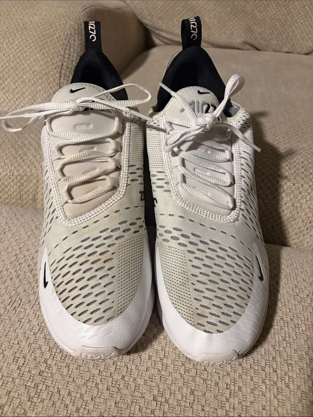 Nike Air Max White and Black Mesh Athletic Sneakers